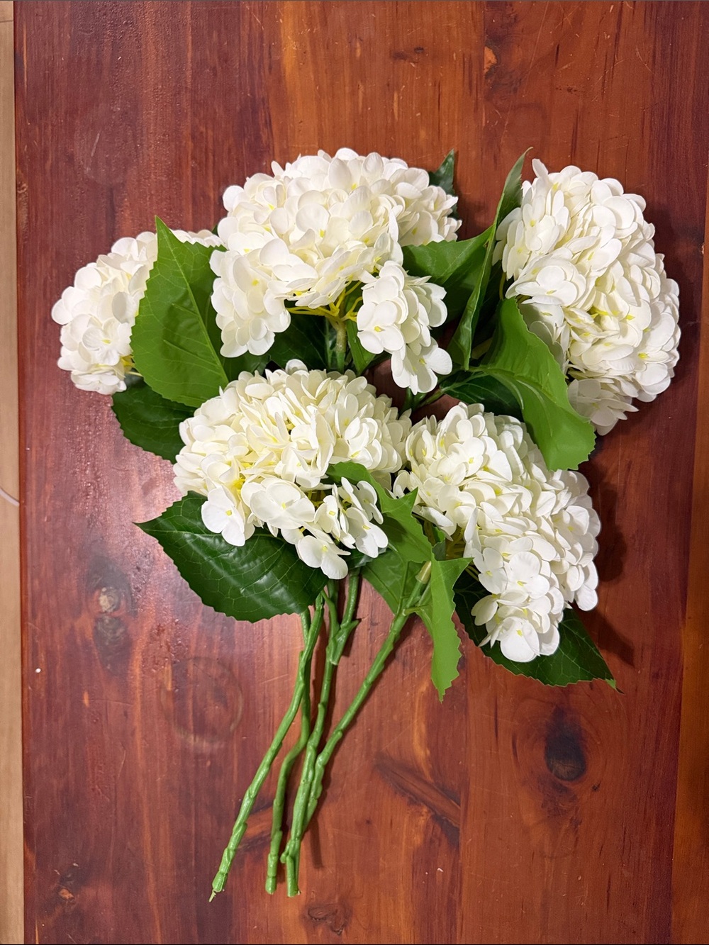 White Hydrangea Stems Real Touch - 5 Stems